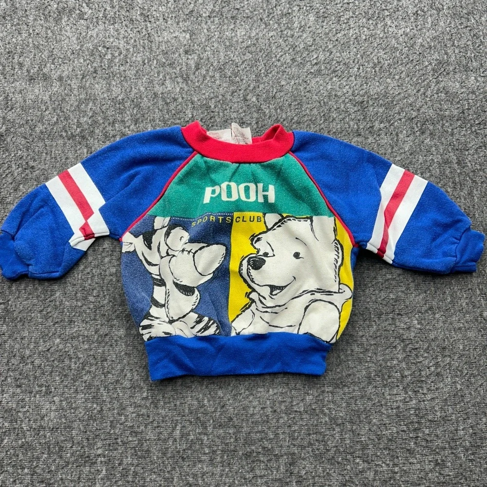 Vintage Winnie The Pooh Disney Sweatshirt Tigger Pullover Colorblock 18M Toddler